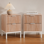 Artiss 2X Bedside Table 2 Drawers Storage Nightstand Cabinet Metal Legs Pine