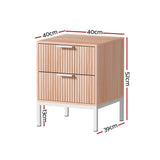 Artiss 2X Bedside Table 2 Drawers Storage Nightstand Cabinet Metal Legs Pine - Side View
