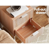 Artiss 2X Bedside Table 2 Drawers Storage Nightstand Cabinet Metal Legs Pine - 45-Degree Angle