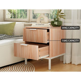 Artiss 2X Bedside Table 2 Drawers Storage Nightstand Cabinet Metal Legs Pine - Rear View