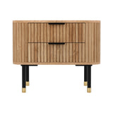 Artiss Bedside Table 2 Drawers Paulownia Wood Pine - Side View