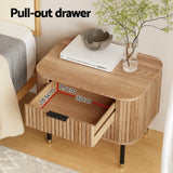 Artiss Bedside Table 2 Drawers Paulownia Wood Pine - Top-Down View