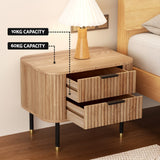 Artiss Bedside Table 2 Drawers Paulownia Wood Pine - 45-Degree Angle