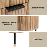 Artiss Bedside Table 2 Drawers Paulownia Wood Pine - Rear View