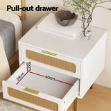 Artiss Rattan Bedside Table 2 Drawers Pine - Top-Down View