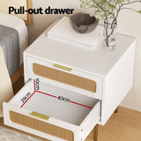 Artiss 2x Rattan Bedside Table 2 Drawers White - 45-Degree Angle