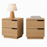 Artiss 2X Bedside Table 2 Drawers Nightstand Pine - Front View