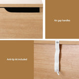 Artiss 2X Bedside Table 2 Drawers Nightstand Pine - Rear View