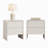 Artiss 2x Bedside Table 2 Drawers - Beige - Front View