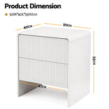 Artiss 2x Bedside Table 2 Drawers - Beige - Side View