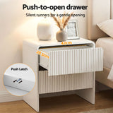 Artiss 2x Bedside Table 2 Drawers - Beige - Rear View