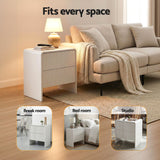 Artiss 2x Bedside Table 2 Drawers - Beige - Close-Up Angle