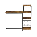 Artiss Industrial Bar Table with Wine Rack Cup Holder Multi-Level Storage 122cm Walnut