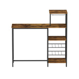 Artiss Industrial Bar Table with Wine Rack Cup Holder Multi-Level Storage 122cm Walnut - Top-Down View