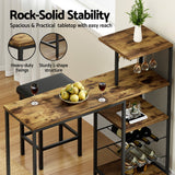 Artiss Industrial Bar Table with Wine Rack Cup Holder Multi-Level Storage 122cm Walnut - 45-Degree Angle