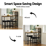 Artiss Industrial Bar Table with Wine Rack Cup Holder Multi-Level Storage 122cm Walnut - Close-Up Angle