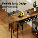 Artiss Industrial Bar Table with Wine Rack Built-in Cup Holder Extendable 140cm - Rear View