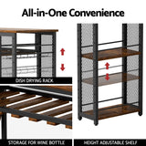 Artiss Industrial Bar Table with Wine Rack Built-in Cup Holder Extendable 140cm - Close-Up Angle