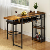 Artiss Industrial Bar Table with Wine Rack Built-in Cup Holder Extendable 140cm - Low Angle