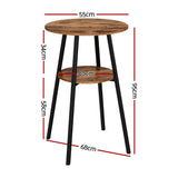 Artiss Industrial Bar Table with 2-Tier Organizer Weather-Resistant MDF Top Steel Frame - Front View