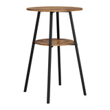 Artiss Industrial Bar Table with 2-Tier Organizer Weather-Resistant MDF Top Steel Frame - Side View