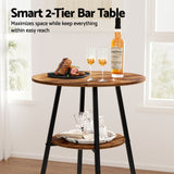 Artiss Industrial Bar Table with 2-Tier Organizer Weather-Resistant MDF Top Steel Frame - Top-Down View