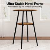 Artiss Industrial Bar Table with 2-Tier Organizer Weather-Resistant MDF Top Steel Frame - Rear View