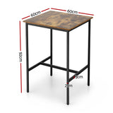 Artiss Bar Table Counter Kitchen Dining Desk Pub 60x92cm Vintage Metal Walnut - Side View