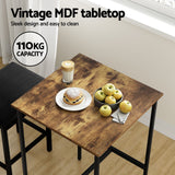 Artiss Bar Table Counter Kitchen Dining Desk Pub 60x92cm Vintage Metal Walnut - Rear View