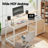 Artiss Computer Desk Home Office Study Table Desks w/Drawers Open Shelf Oak 160CM - Top-Down View