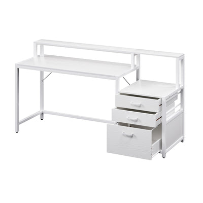 Artiss Computer Desk Home Office Study Table Desks w/Drawers Open Shelf White 160CM