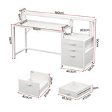 Artiss Computer Desk Home Office Study Table Desks w/Drawers Open Shelf White 160CM - Front View