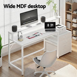 Artiss Computer Desk Home Office Study Table Desks w/Drawers Open Shelf White 160CM - Top-Down View