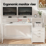 Artiss Computer Desk Home Office Study Table Desks w/Drawers Open Shelf White 160CM