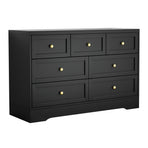 Artiss 7 drawer chest of drawers dresser with metal handles, black, wide black dresser top