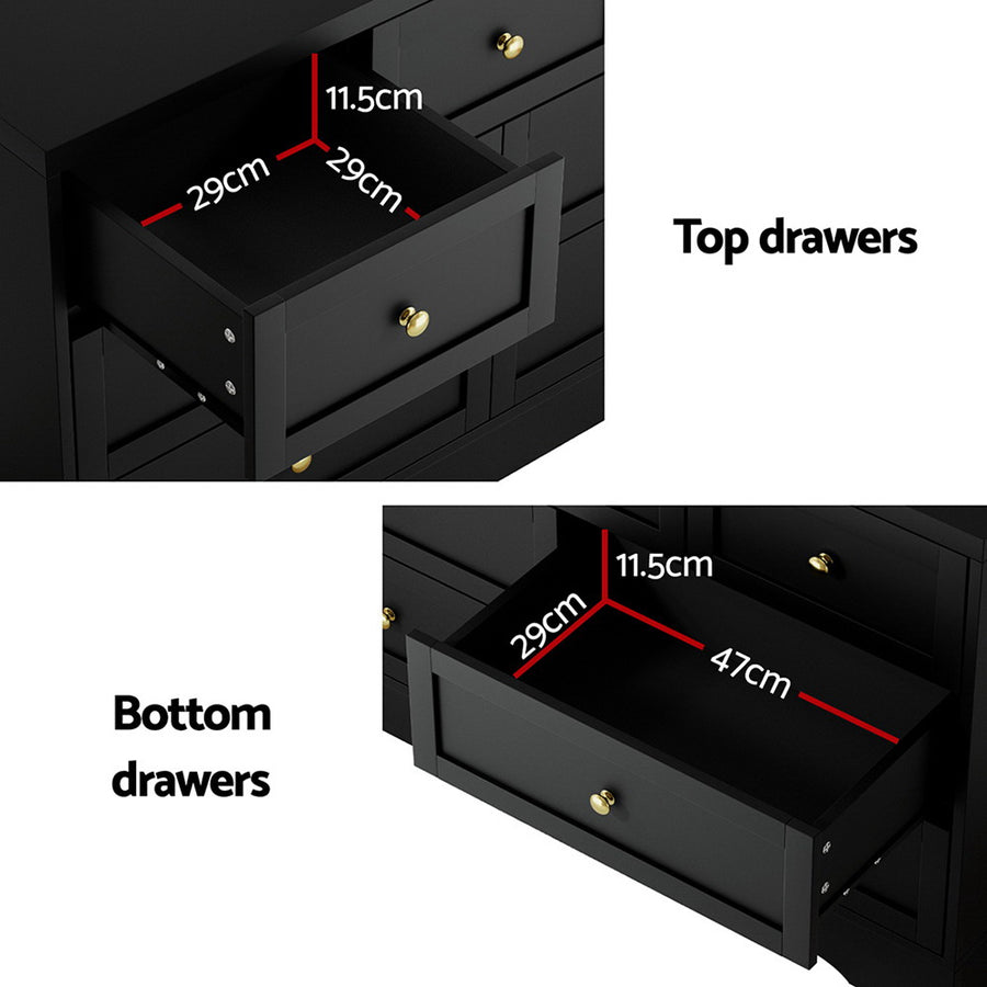 Artiss 7 drawer chest of drawers dresser with metal handles, black, image 6