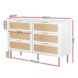 Artiss Chest of 6 Drawers Lowboy Cabinet White - Side View