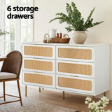 Artiss Chest of 6 Drawers Lowboy Cabinet White - 45-Degree Angle