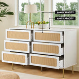 Artiss Chest of 6 Drawers Lowboy Cabinet White - Close-Up Angle