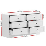 Artiss 6 Chest of Drawers - LEIF White - Top-Down View