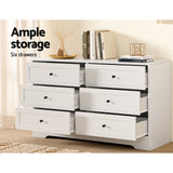 Artiss 6 Chest of Drawers - LEIF White - Rear View