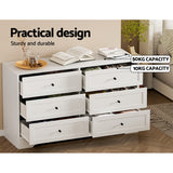 Artiss 6 Chest of Drawers - LEIF White - Close-Up Angle