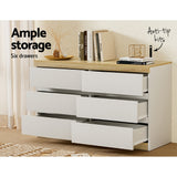 Artiss 6 Chest of Drawers Cabinet Dresser Table Tallboy Storage Bedroom White - Top-Down View