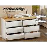 Artiss 6 Chest of Drawers Cabinet Dresser Table Tallboy Storage Bedroom White - 45-Degree Angle