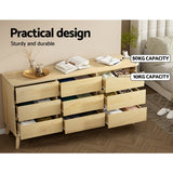 Artiss 9 Chest of Drawers Tallboy Cabinet - XAVI Pine - Close-Up Angle