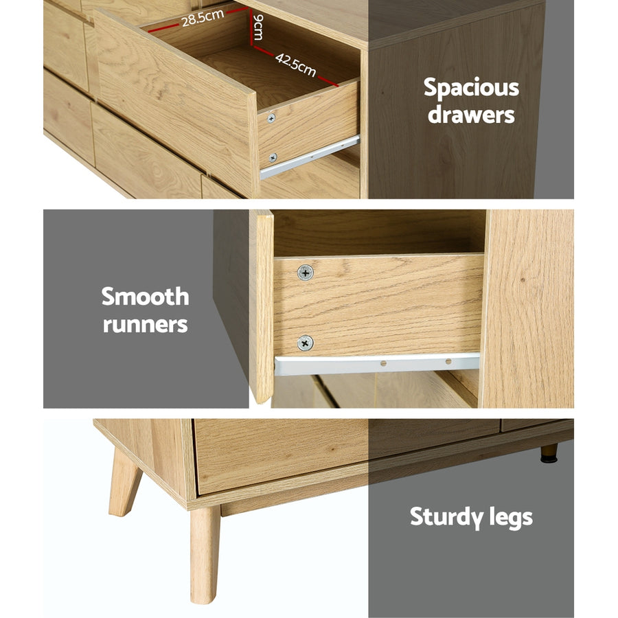 Artiss 9 Chest of Drawers Tallboy Cabinet - XAVI Pine, image 8