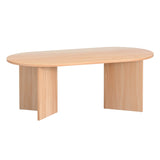 Artiss Coffee Table Oval 110CM Pine Alva - Close-Up Angle