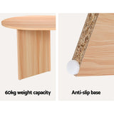 Artiss Coffee Table Oval 110CM Pine Alva - Rear View