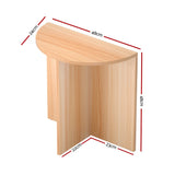 Artiss Coffee Table Semi-circle 48CM Pine Elva - Front View