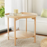 Artiss Coffee Table Side Table Round 70CM - Close-Up Angle
